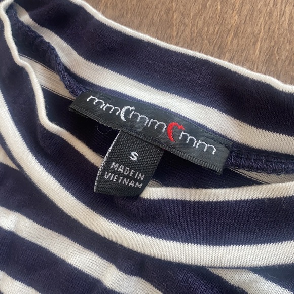 Peplum Frilly Striped Dress in Navy And White - Picture 3 of 3